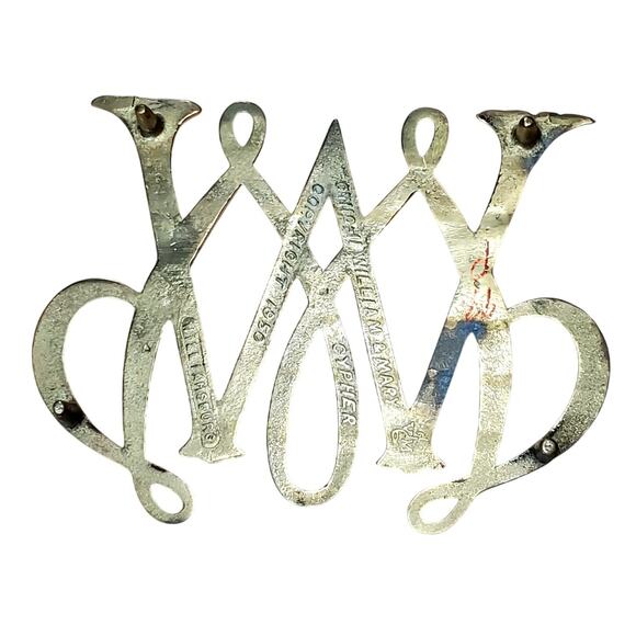 Vintage Williamsburg William and Mary Cypher Trivet Brass Kitchen Decor 8" x 6" - Picture 2 of 6